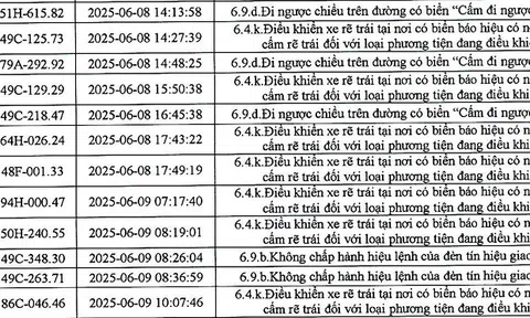 383 phương tiện có biển số sau nhanh chóng nộp phạt nguội theo Nghị định 168