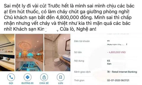 Vụ khách hút thuốc làm thủng đệm, bị phạt 4,8 triệu đồng: Chủ khách sạn ở Cửa Lò nói gì?