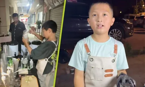 Cậu bé 11 tuổi kiếm 14 triệu đồng mỗi tháng nhờ bán trà sữa ở chợ đêm