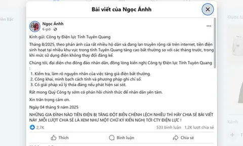 Cảnh báo lan truyền thông tin 'copy' kiến nghị liên quan đến tiền điện tháng 8