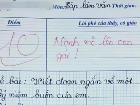 Học sinh lớp 5 viết văn kể kỷ niệm buồn được cô giáo chấm 10 điểm: Hàng triệu dân mạng đọc xong thì rơi nước mắt