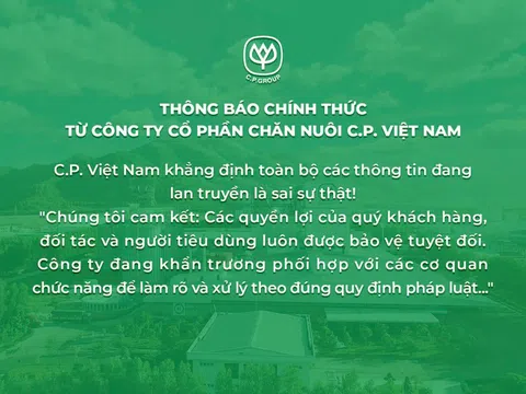 Công ty C.P. Việt Nam chính thức thông báo