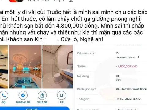 Vụ khách hút thuốc làm thủng đệm, bị phạt 4,8 triệu đồng: Chủ khách sạn ở Cửa Lò nói gì?