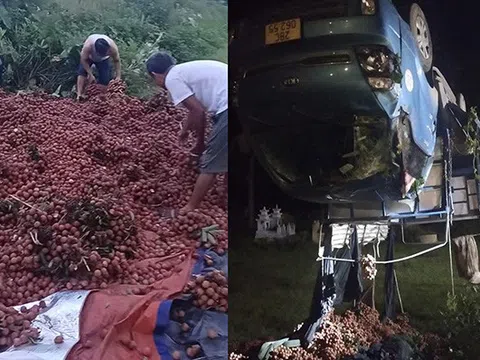 Vụ xe vải lật bị người dân "hôi của": Chủ xe nói "các bác ơi đây là vải của cháu" nhưng không ai quan tâm