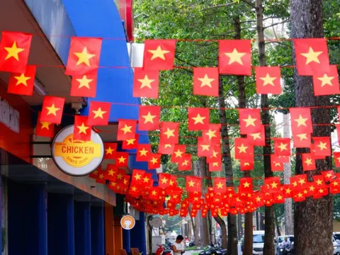 Ngắm phố phường TPHCM rực rỡ cờ hoa