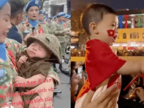 Khoảnh khắc đáng yêu của các bé khi đi xem sơ duyệt A80: Ngủ ngon lành trên tay các chiến sĩ, cứ thấy các khối tiến đến là hò reo tưng bừng