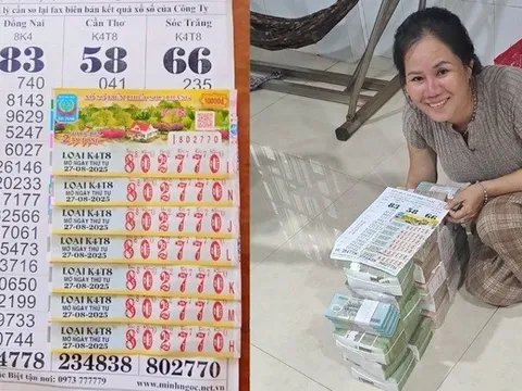 Một đại lý vừa đổi thưởng 7 tờ vé trúng độc đắc: Khách hơn 60 tuổi đi ô tô đến chở tiền về nhà