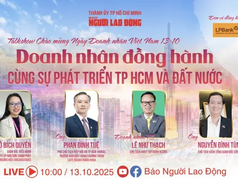 Sáng 13-10, talkshow "Doanh nhân đồng hành cùng sự phát triển TP HCM và cả nước"