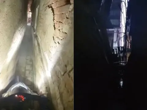 "Nghẹt thở" xem clip xe ôm công nghệ đi trong ngõ hẹp chỉ vừa 1 xe máy ở Hà Nội
