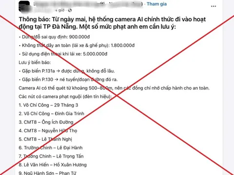 Không có chuyện sử dụng camera AI giám sát giao thông tại Đà Nẵng từ hôm nay